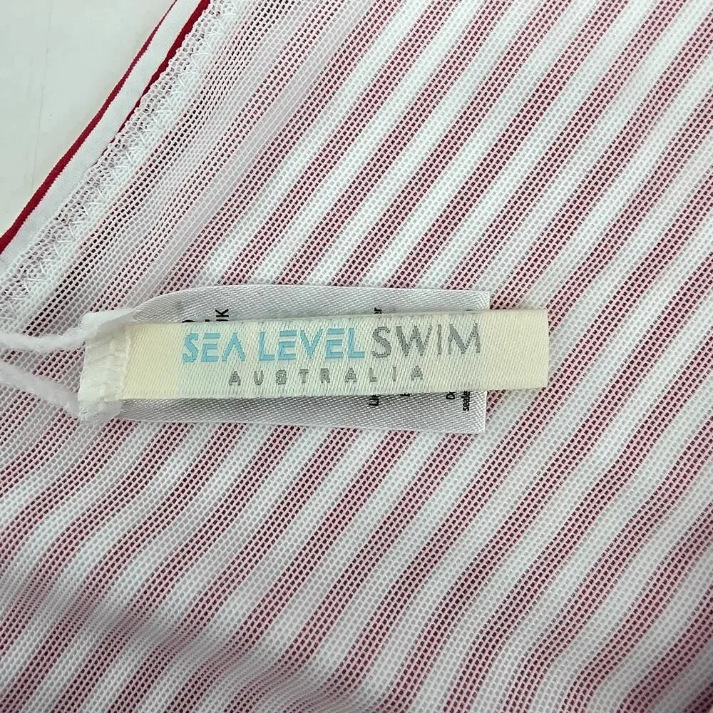 NWOT Sea Level Swim Red & White Stripe Varsity Mid Rise Bikini Bottoms Size 8